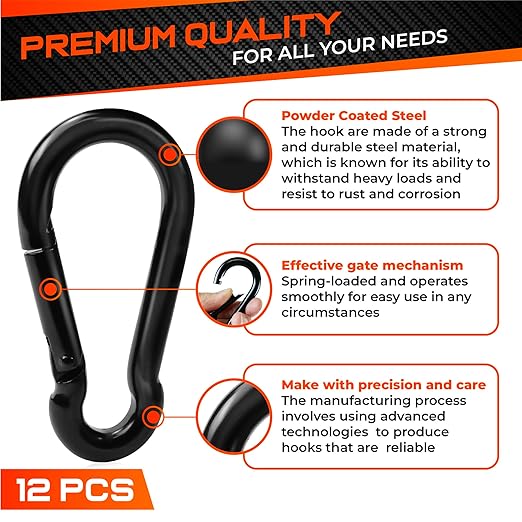 PAMAZY 12Pcs 2In Spring Snap Hooks, Utility Hook Clip, Heavy Duty Rope Connector - Image 3