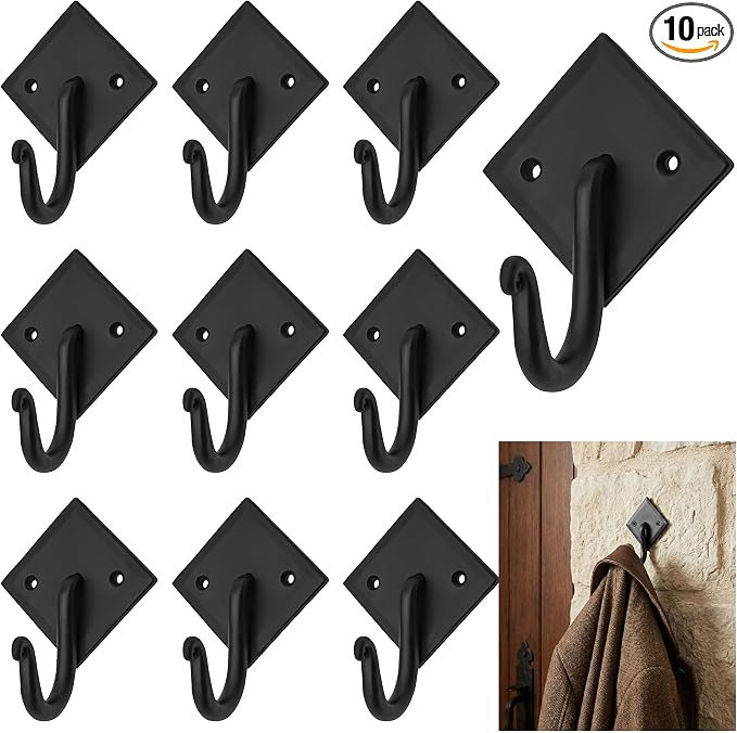 Mystic Colonial Rustic Cast Iron Wall Hooks, 3.6" Heavy Duty Coat Hooks by SaKeGa