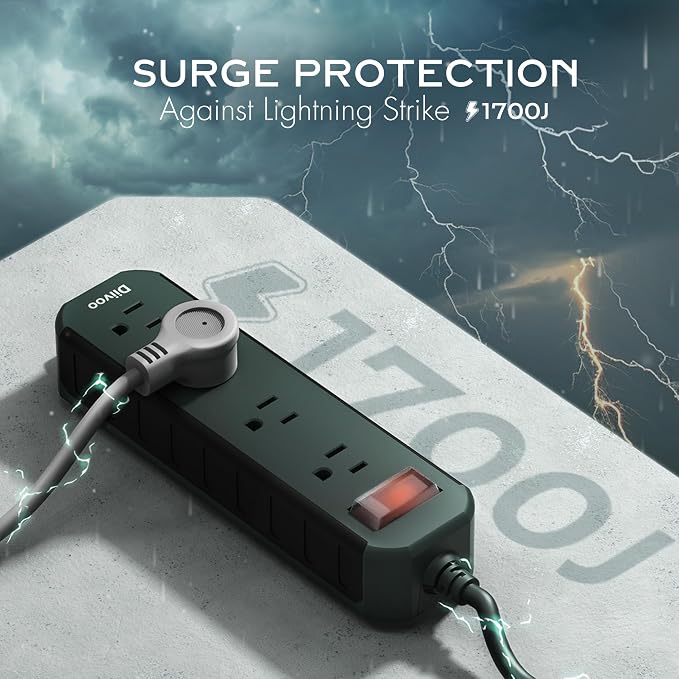 Outdoor Power Strip Weatherproof, 50 FT Extension Cord, Diivoo Waterproof Surge - Image 4
