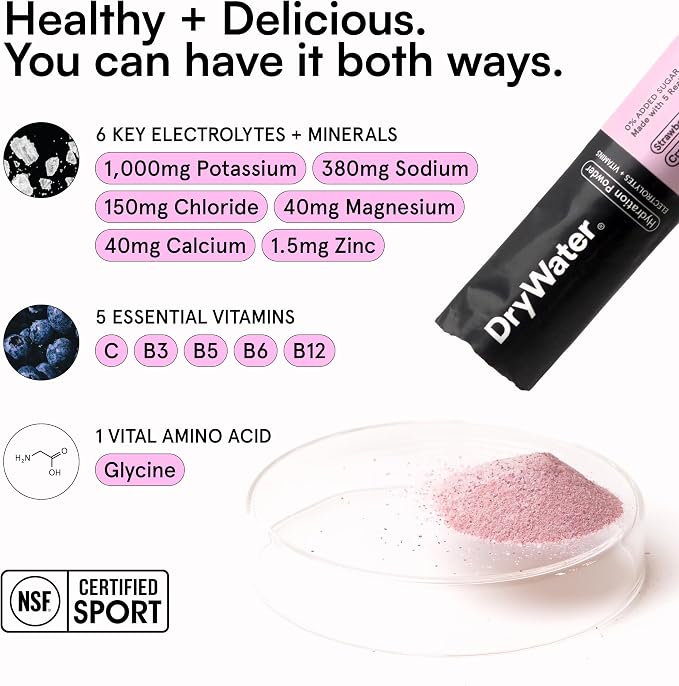 DryWater Electrolyte Powder Packets, Mixed Berry - Image 7