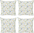 Ambesonne Flower Decorative Throw Pillow Case Pack of 4, Wild Flowers Poppies by Ambesonne