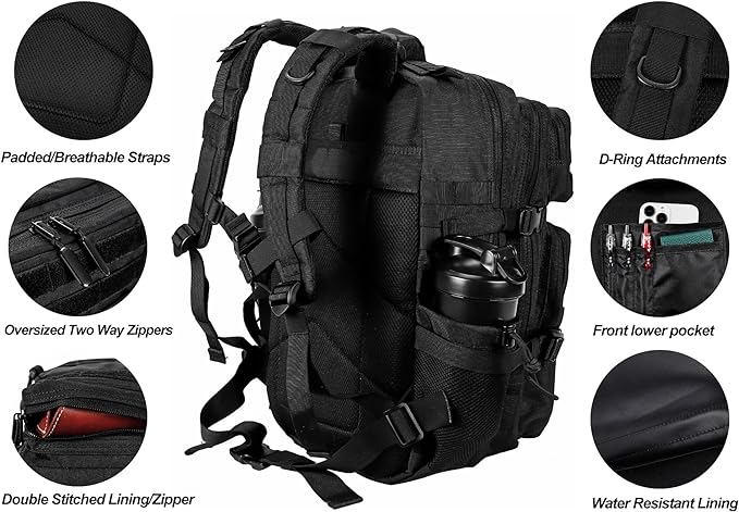 LHI Military Tactical Backpack for Men and Women 45L Army 3 Days Assault Pack - Image 5