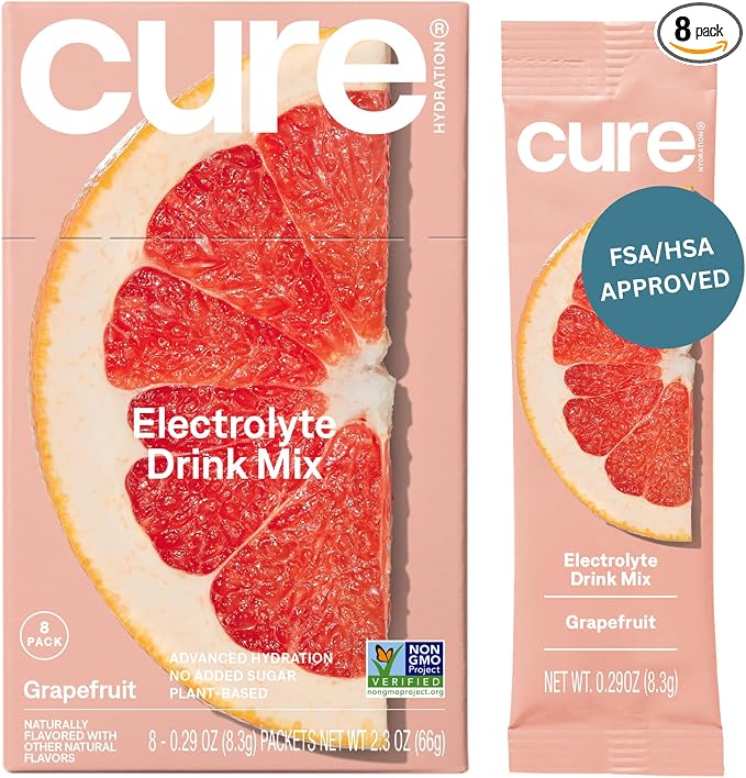Cure Hydration Plant-Based Electrolyte Drink Mix | No Added Sugar | Dehydration by CureHydration