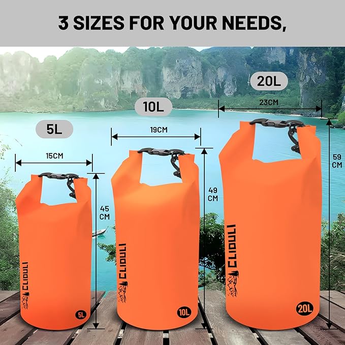 Waterproof Dry Bag, Roll Top Orange Small Waterproof Backpack - Image 6