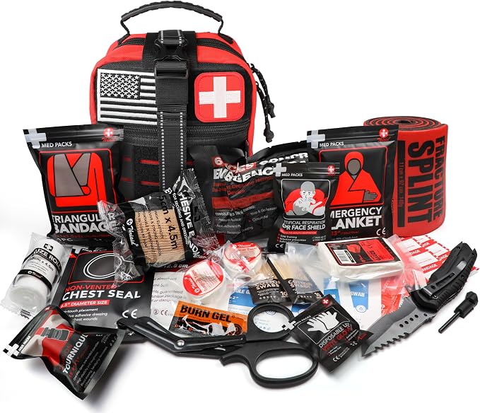 Survival First Aid Kit with Israeli Bandage, Chest Seal, Tourniquet, Tactical - Image 2