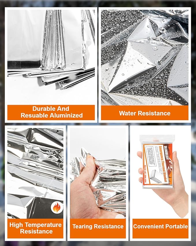 20-Pack Emergency Thermal Blankets, Heavy Duty Mylar Space Blanket - Image 3