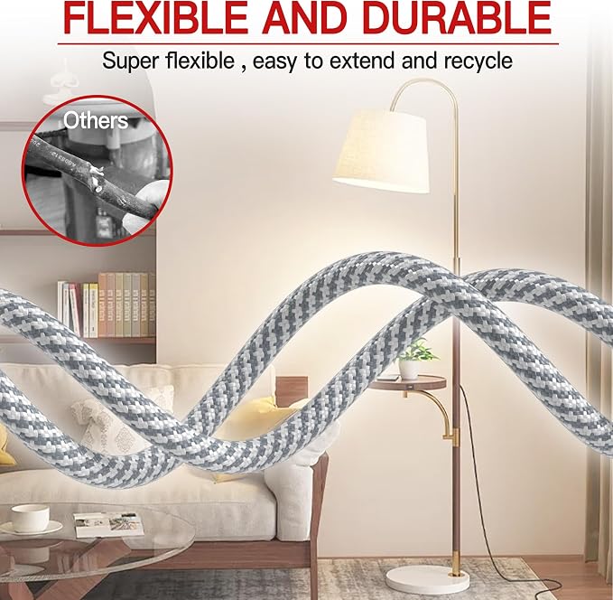 16/3 Braided Extension Cord 20 FT, Braided Extension Cord Flexible & Durable - Image 6
