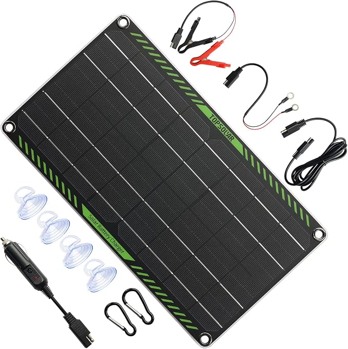 Topsolar 10 Watt 12 Volt Solar Trickle Charger 10W 12V Solar Panel Car Battery by Topsolar