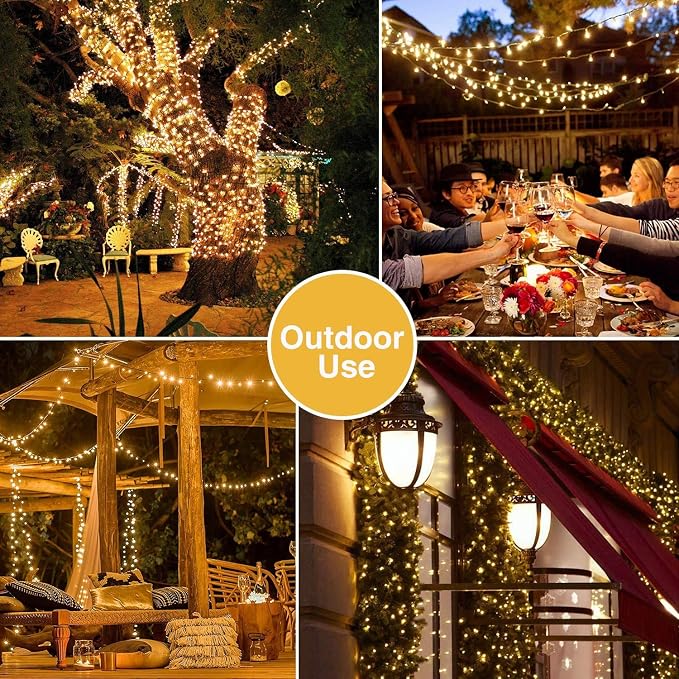 JMEXSUSS 300 LED Warm White Christmas Lights Outdoor Waterproof, 8 Modes Green - Image 6