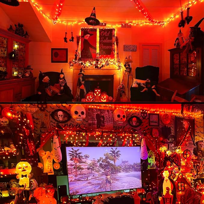 JMEXSUSS 200 LED Orange Halloween Lights Outdoor, 66ft Connectable Halloween - Image 9