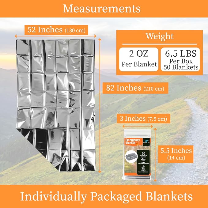 Winterlace Emergency Blankets 25-Pack Thermal Mylar Survival Rescue Camping - Image 2