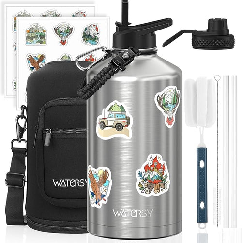 1 Gallon Water Bottle Insulated, BPA Free&Leak Proof, 128oz Stainless Steel by Watersy