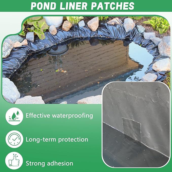Adnee 2 Pcs Pond Liner Repair Patch-10 x 10 Inches Self-Adhesive EPDM Liner - Image 7