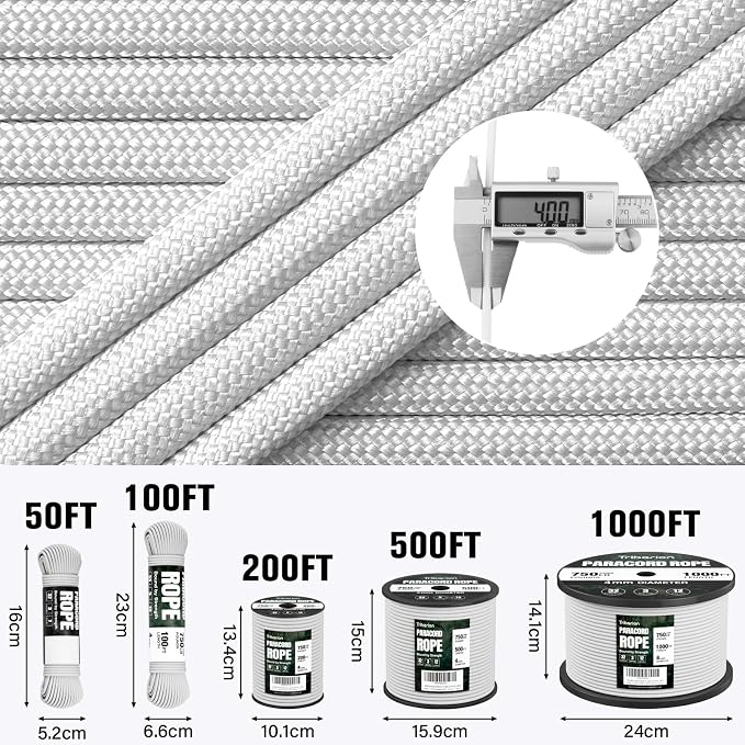 Paracord Rope 750 lb - 1000ft 5/32" Parachute Cord 4MM 12-Strand para Cord - - Image 2