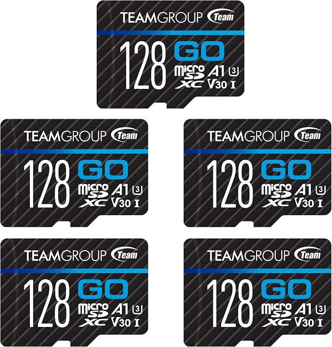 TEAMGROUP GO Card 128GB x 5 Pack MicroSDXC UHS-I U3 V30 4K by TEAMGROUP