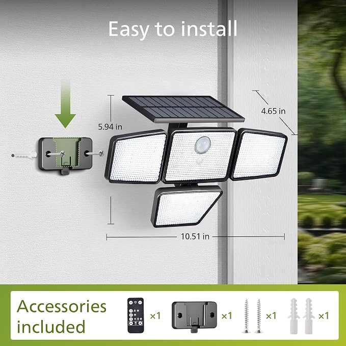 Philips Solar Security Light Outdoor, 196 LED Wall-Mounted Flood Light w/PIR - Image 3
