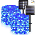 JMEXSUSS 2 Pack Blue Solar String Lights Outdoor Waterproof, Each 33ft 100 LED by JMEXSUSS