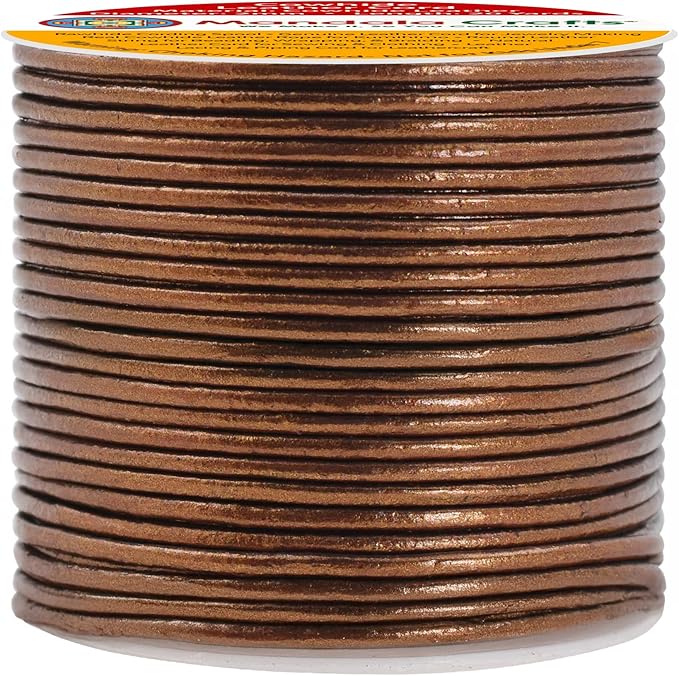 Mandala Crafts Round Genuine Bronze Leather Cord - Image 2