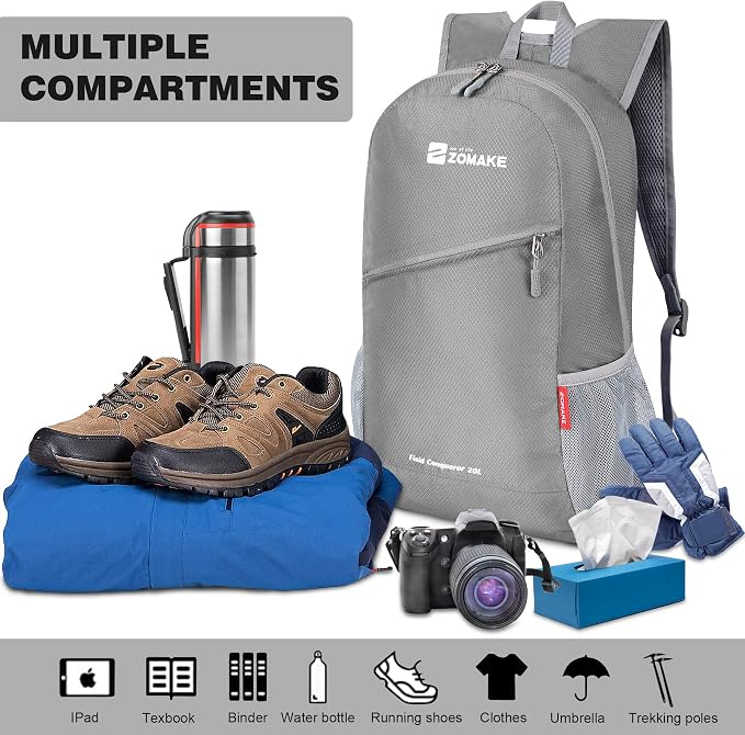 ZOMAKE Lightweight Packable Backpack, Foldable Backpacks Small Daypack - Image 3