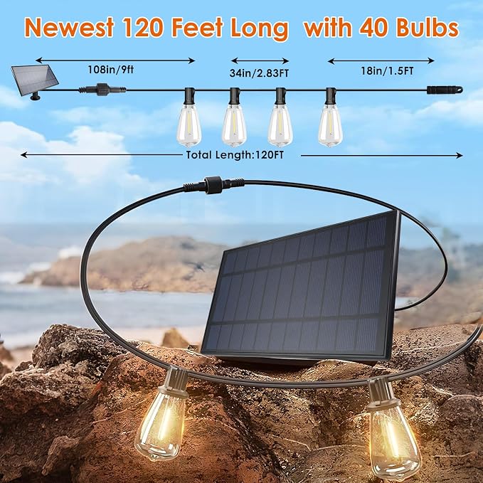 Bdrofn 2 Pack 120FT Solar String Lights Outdoor, Solar Patio Lights Waterproof - Image 3