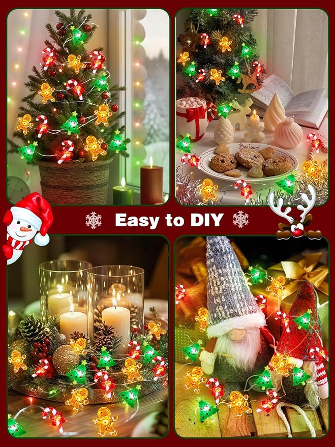 Christmas String Lights Decoration, 10ft 30LED Christmas Tree Gingerbread Man - Image 5