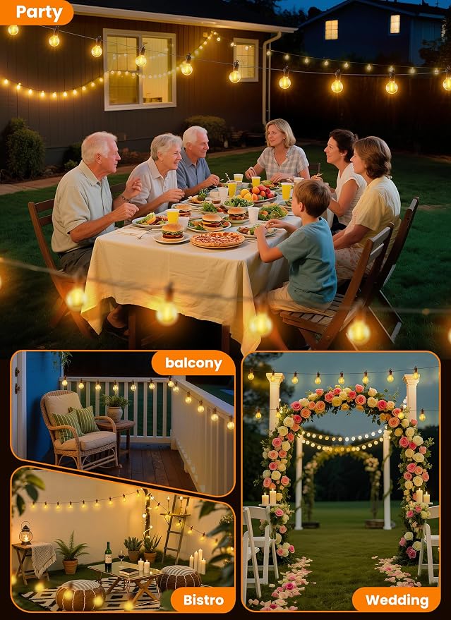 Outdoor String Patio Lights, 200FT 100 LED Patio Lights Waterproof, Connectable - Image 5