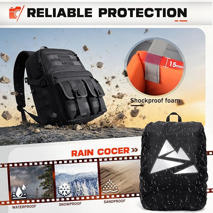 RAINSMORE Camera Bag Backpack for DSLR/SLR/Mirrorless Camera Bags for - Image 4