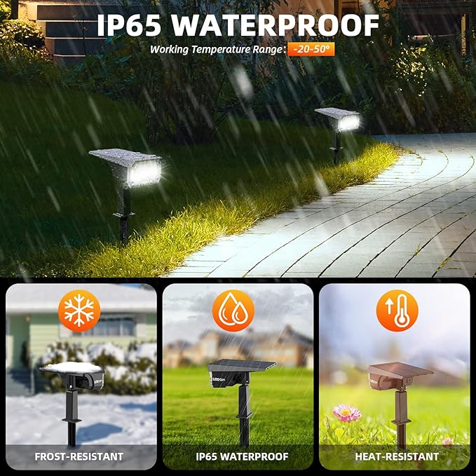 LEREKAM Solar Lights Outdoor Waterproof Landscape Lights, 40 LEDs Solar Spot - Image 2