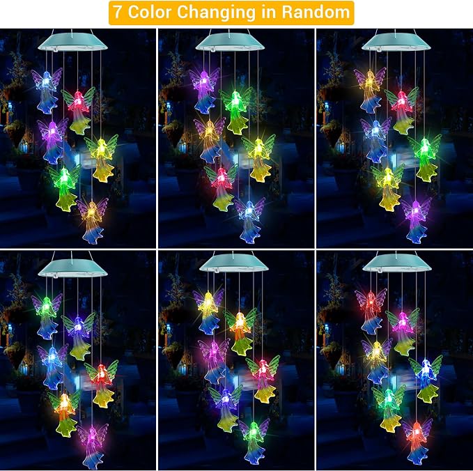 Toodour Solar Wind Chimes, Color Changing Angel Wind Chimes, LED Decorative - Image 3