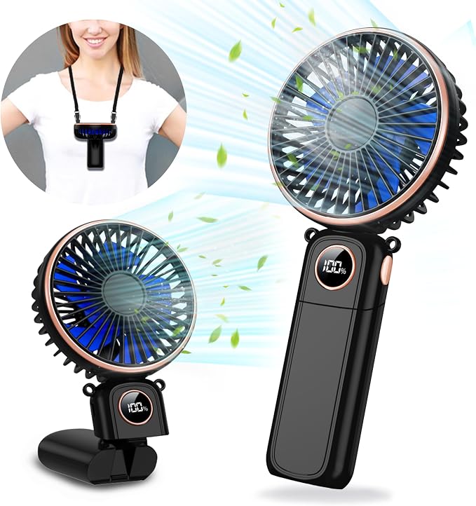 Portable Handheld Fan 5200mAh, USB Rechargeable Foldable Electric Personal by CRISLEX
