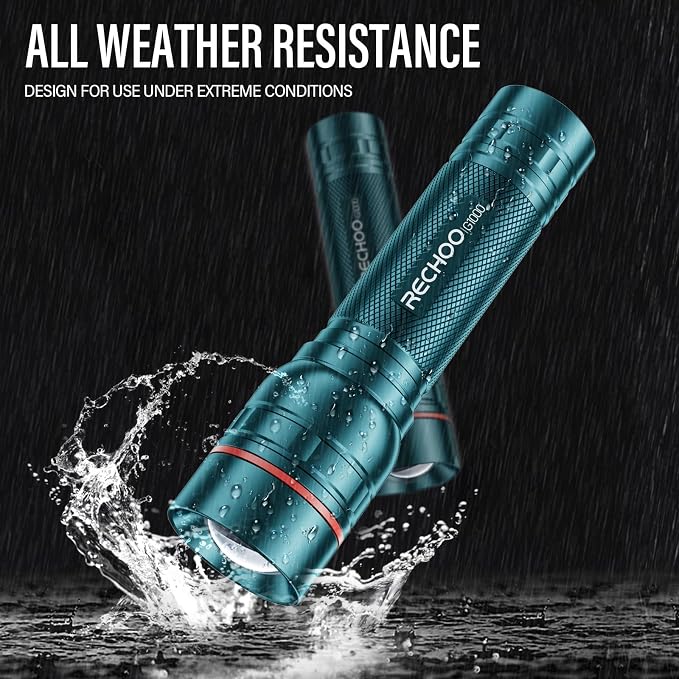 RECHOO Rechargeable Flashlight 2 Pack, Bright Military Grade Torch Light High - Image 4