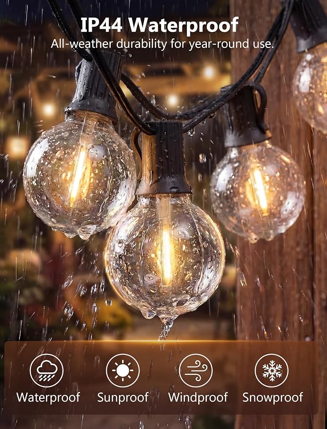 LED Outdoor String Lights, 25Ft G40 Globe Patio String Light Waterproof - Image 3