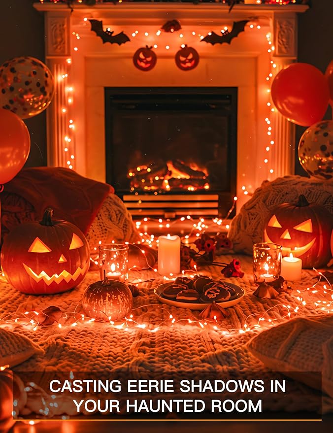 suddus Halloween Lights Battery Operated, 33ft 100 LED Orange String Lights - Image 5