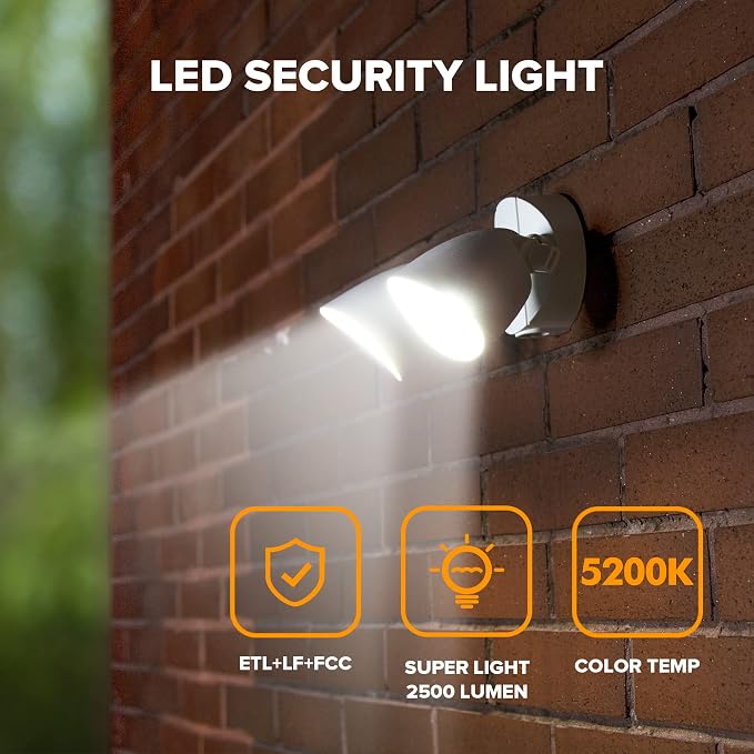 UME 2-Packs 2500 Lumen 32 Watt 28 LED Dual-Head Floodlight Outdoor, Full Metal - Image 2