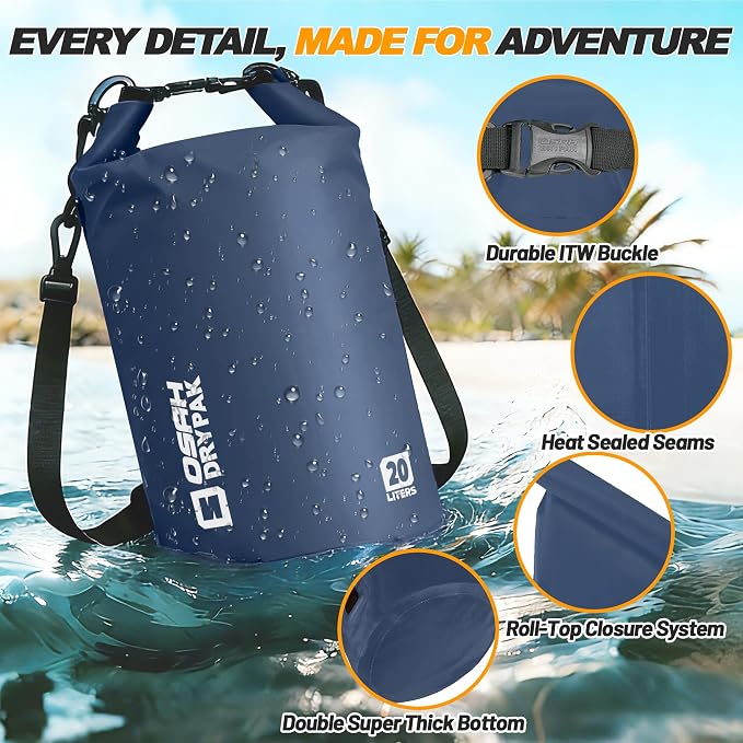 Waterproof Dry Bag, 5L/10L/20L/30L/40L Roll Top Lightweight Storage Backpack - Image 4