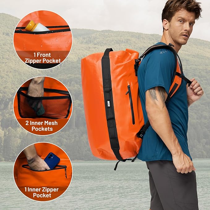 MIER Waterproof Duffel Bag Motorcycle Dry Bag Backpack Large Roll-Top Heavy - Image 3