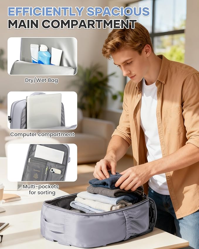 WONHOX Large Travel Backpack Carry on Flight Approved Laptop Work Business - Image 7