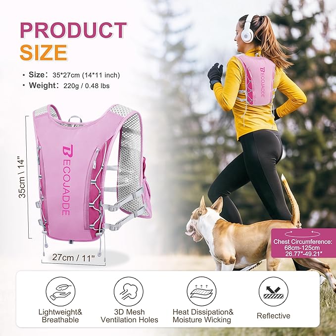 BECOJADDE Running Vest Hydration Backpack - Image 4