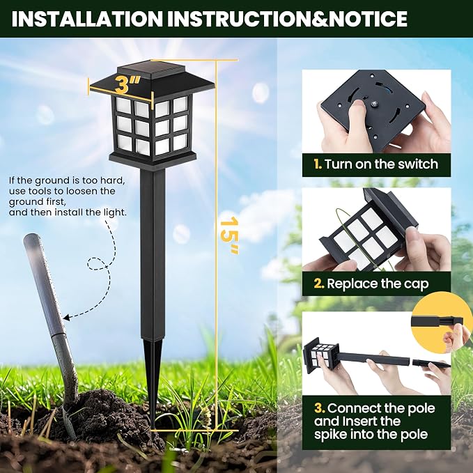 GIGALUMI Solar Outdoor Lights，16 Pack LED Solar Lights Outdoor Waterproof - Image 8