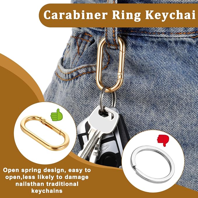 JJUNW 2Pcs Gold Carabiner, Metal Keychain Clip - Image 3