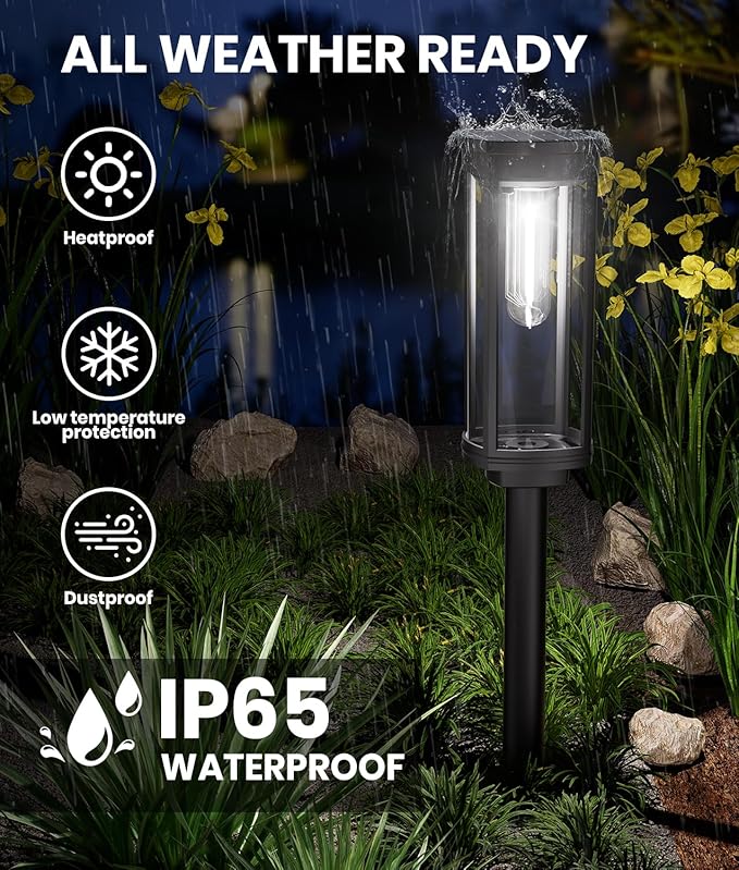 NEWMESSI 8 Pack Solar Pathway Lights Outdoor, Super Brightness IP65 Waterproof - Image 3