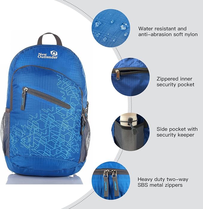 Outlander Packable Handy Lightweight Travel Hiking Backpack Daypack-Dark Blue-L - Image 3