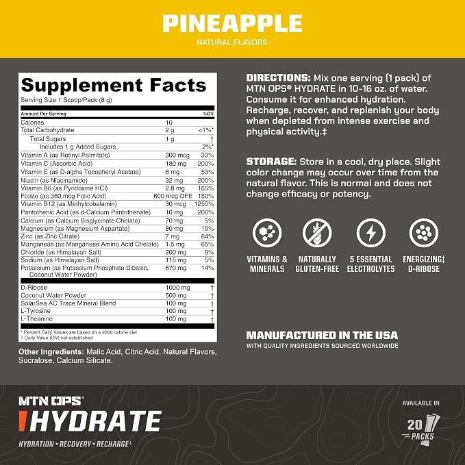 MTN OPS Hydrate Low Sugar Electrolyte Powder Drink Mix - Image 2