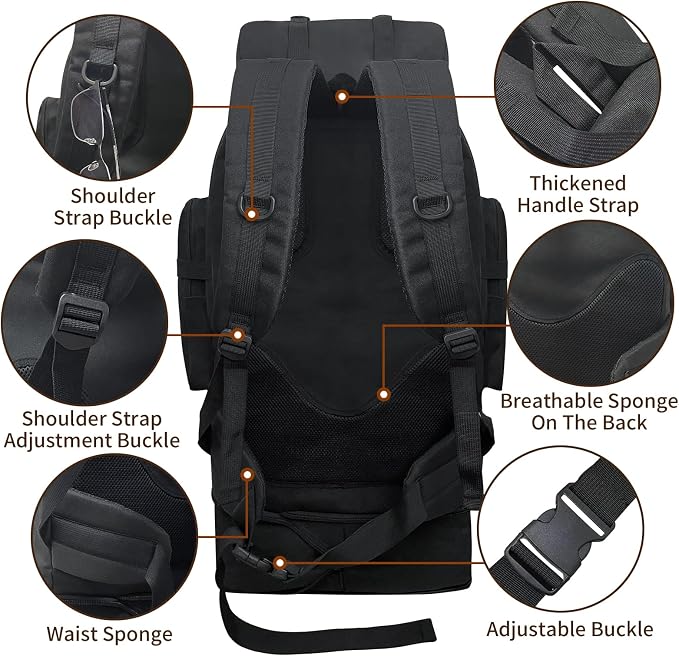 Hiking Backpack, 100L Large Camping Backpack, Expandable Waterproof MOLLE - Image 4