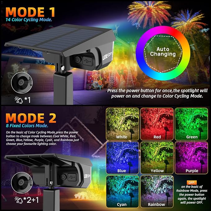 LEREKAM Color Solar Light Outdoor Waterproof Spotlights - Image 6