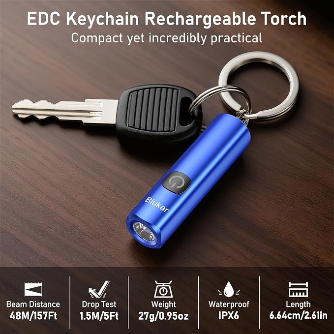 Blukar Rechargeable EDC Flashlight, Mini Keychain Flash Light - Image 2