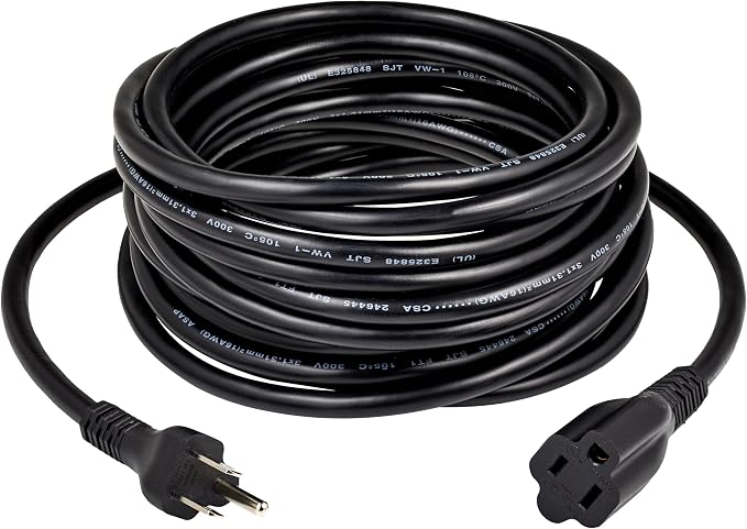 Amazon Basics Extension Cord, 25 Ft, 3 Prong Outlet Extender, Indoor Power Cord - Image 2