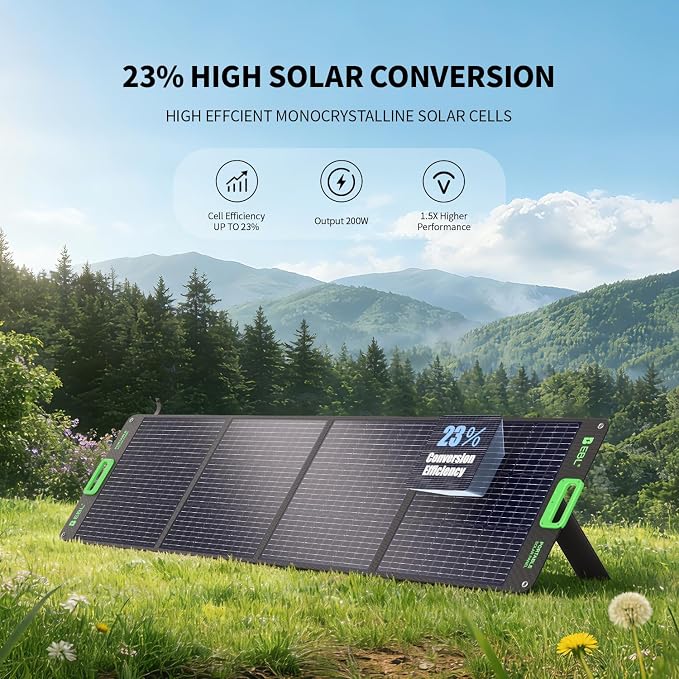 EBL 200W Portable Solar Panel for Power Station, Foldable Solar Charger w/ 4 - Image 2