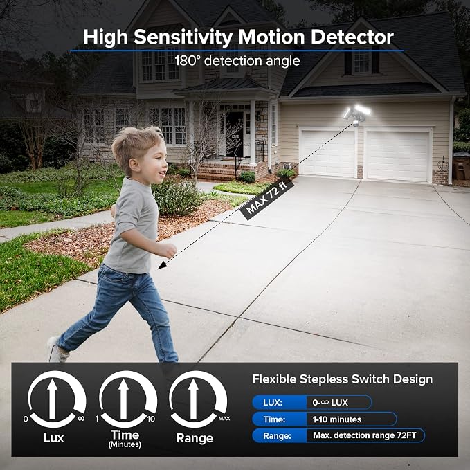 SANSI 38W 5000LM Motion Sensor Outdoor Lights, Flood Light Outdoor Detector - Image 3