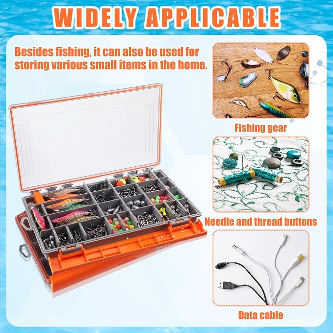 Junkin 6 Pack 3700 Fishing Tackle Boxes Waterproof, Large Orange Lure Organizer - Image 5